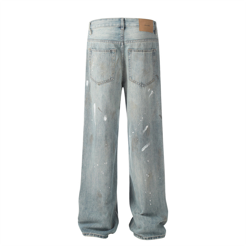 Paint Splash-ink Jeans Men's Punk Fashion Brand Paint Splash-ink Jeans Men's Punk Fashion Brand