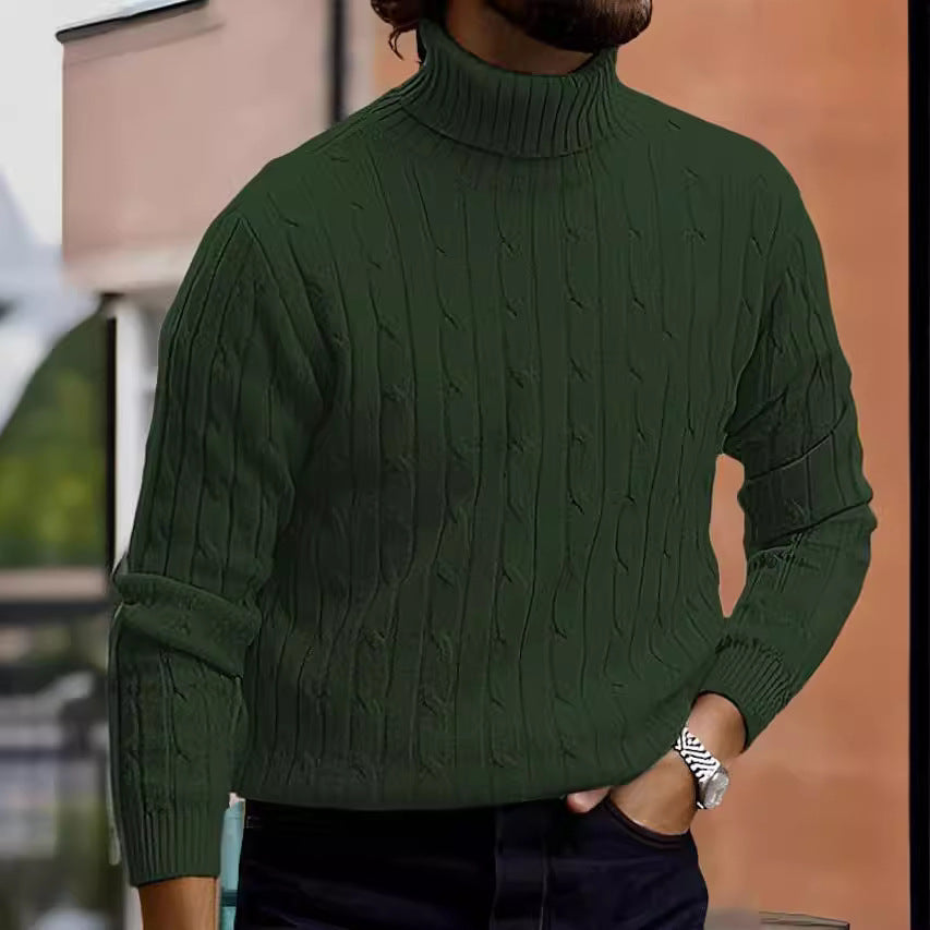 Men's Sweater Casual Retro Twisted Flower Turtleneck Knitting Men's Sweater Casual Retro Twisted Flower Turtleneck Knitting