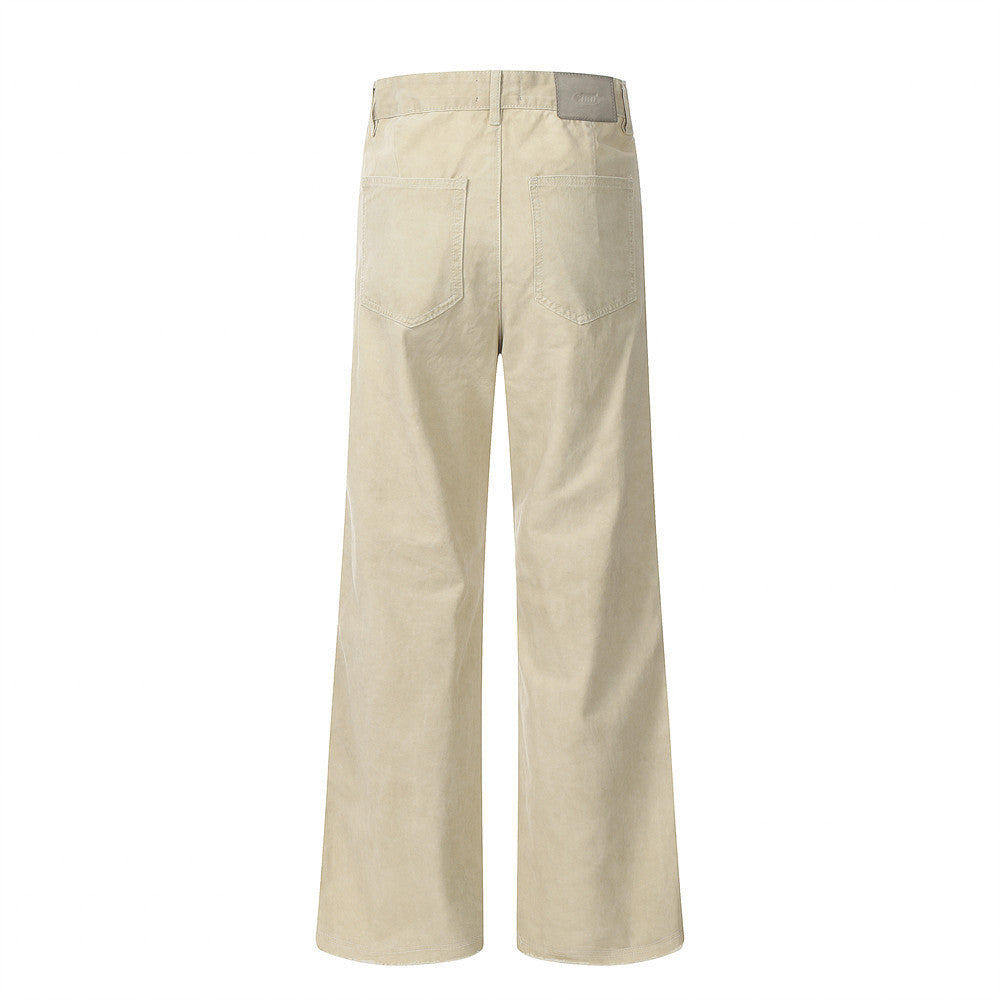 Washed Raw Edge Wide-leg Jeans Men Washed Raw Edge Wide-leg Jeans Men