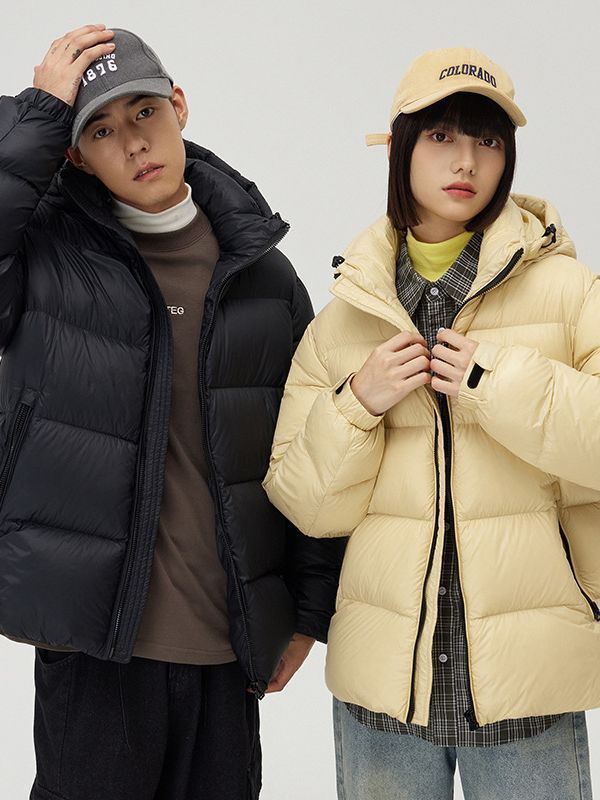 Down Jacket Thickened Couple Winter New Windproof Coat Solid Color Hooded Down Jacket Thickened Couple Winter New Windproof Coat Solid Color Hooded