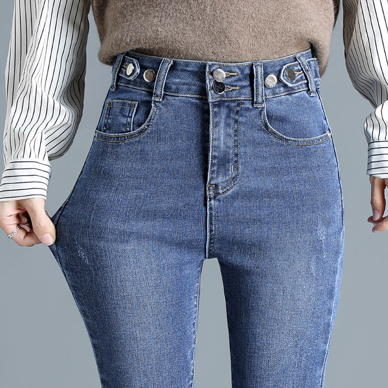 High Waist Stretch Jeans Tight And Warm Skinny Pants Women High Waist Stretch Jeans Tight And Warm Skinny Pants Women