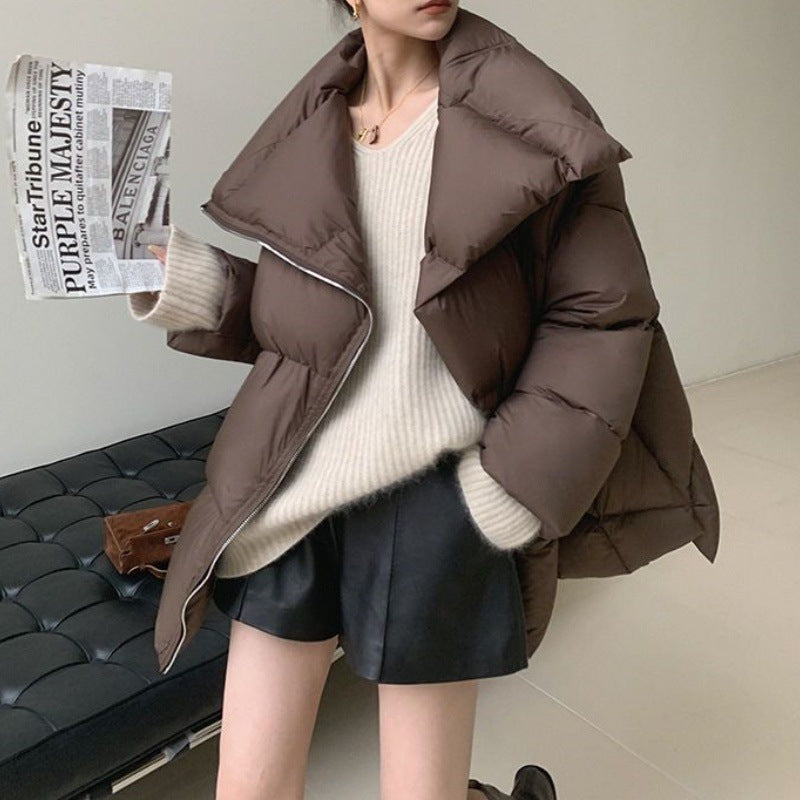 Women's Brown Lapel Winter Coat Women's Brown Lapel Winter Coat