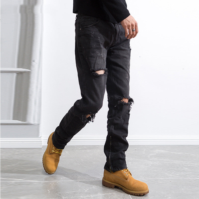 Hip Hop Trend Men's Belt Zipper Jeans Hip Hop Trend Men's Belt Zipper Jeans