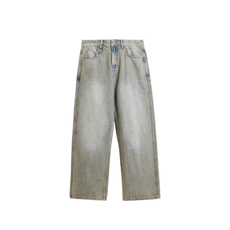 Men's Loose Light Blue Washed Wide-leg Jeans Men's Loose Light Blue Washed Wide-leg Jeans