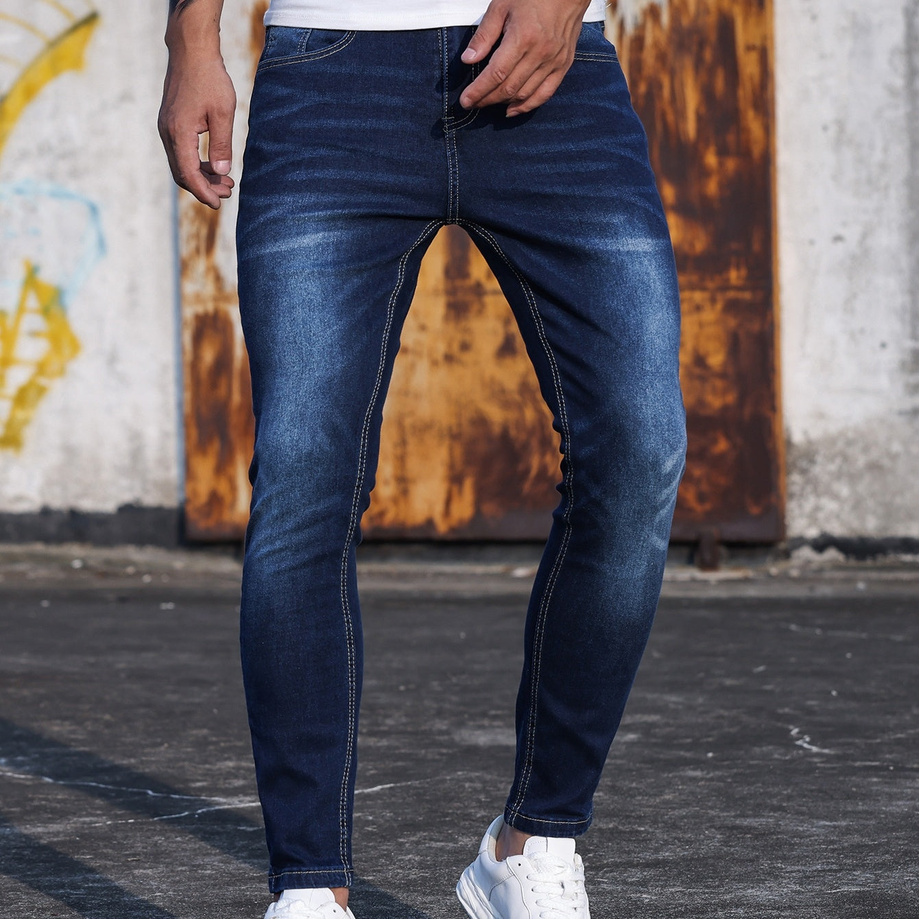 Men's Blue Stretch Skinny Denim Pants Men's Blue Stretch Skinny Denim Pants