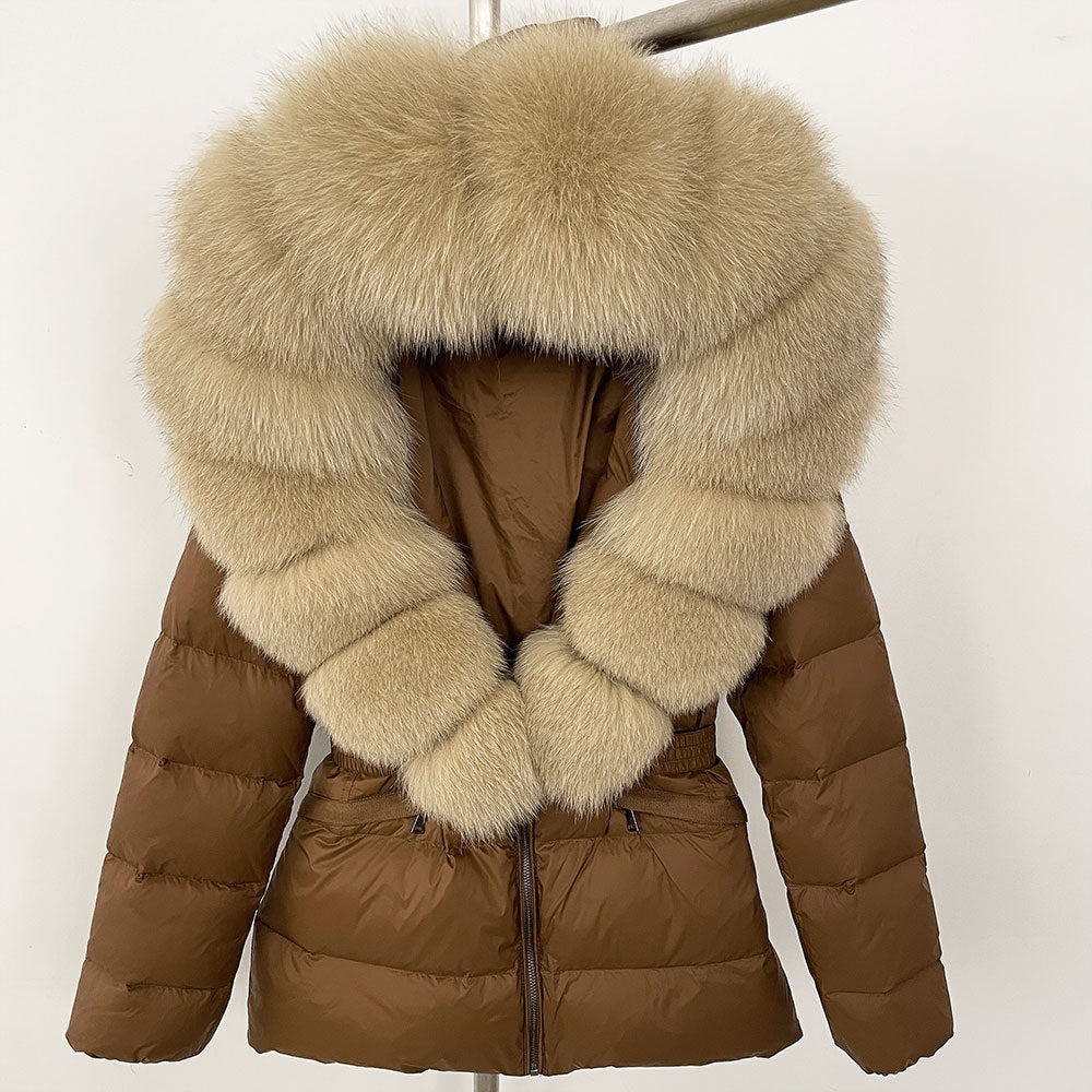 Short Women's Thickened Slim Fit Waist-tight Fur Down Jacket Short Women's Thickened Slim Fit Waist-tight Fur Down Jacket