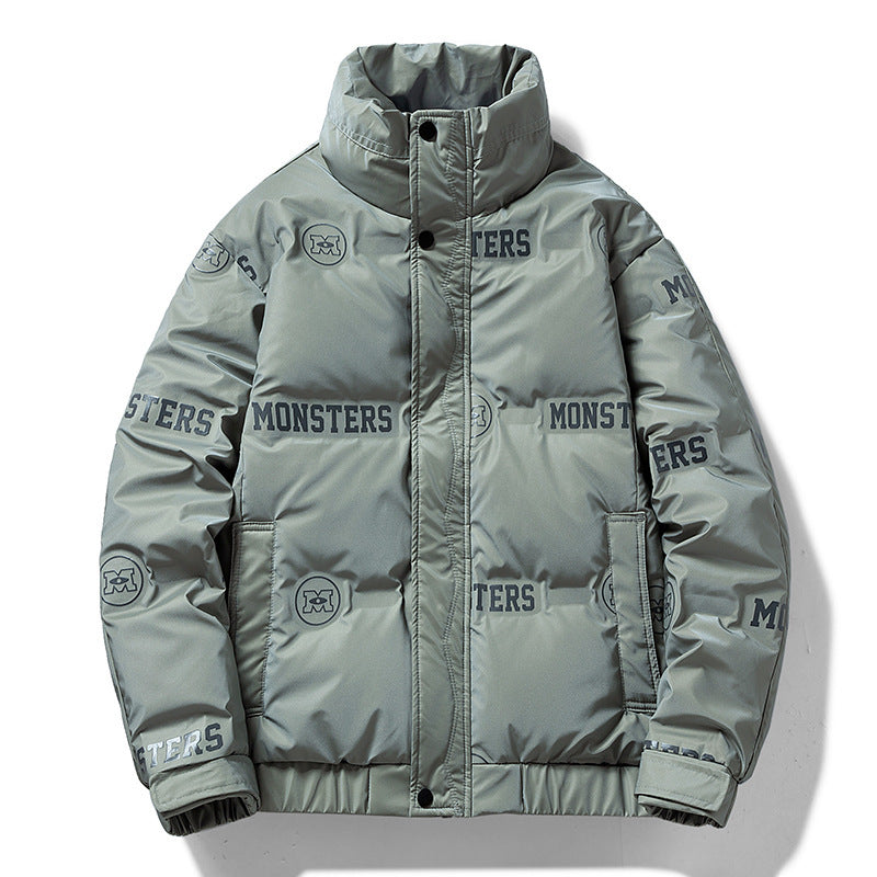 Plush Down Jacket Men's New Letter Printing Loose Casual All-match Plush Down Jacket Men's New Letter Printing Loose Casual All-match