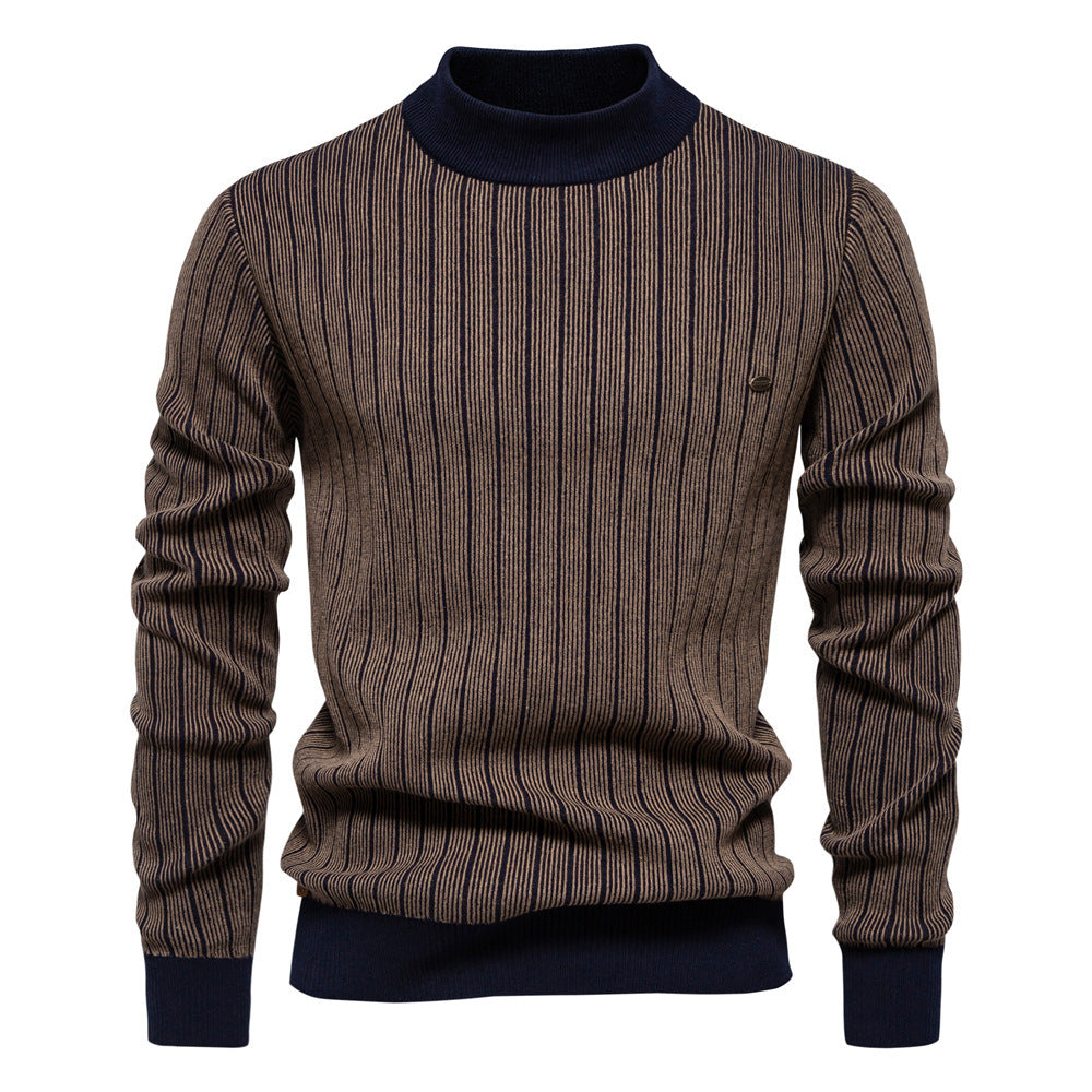 Half Turtleneck Slim Striped Top Fashion Men's Pullovers Half Turtleneck Slim Striped Top Fashion Men's Pullovers