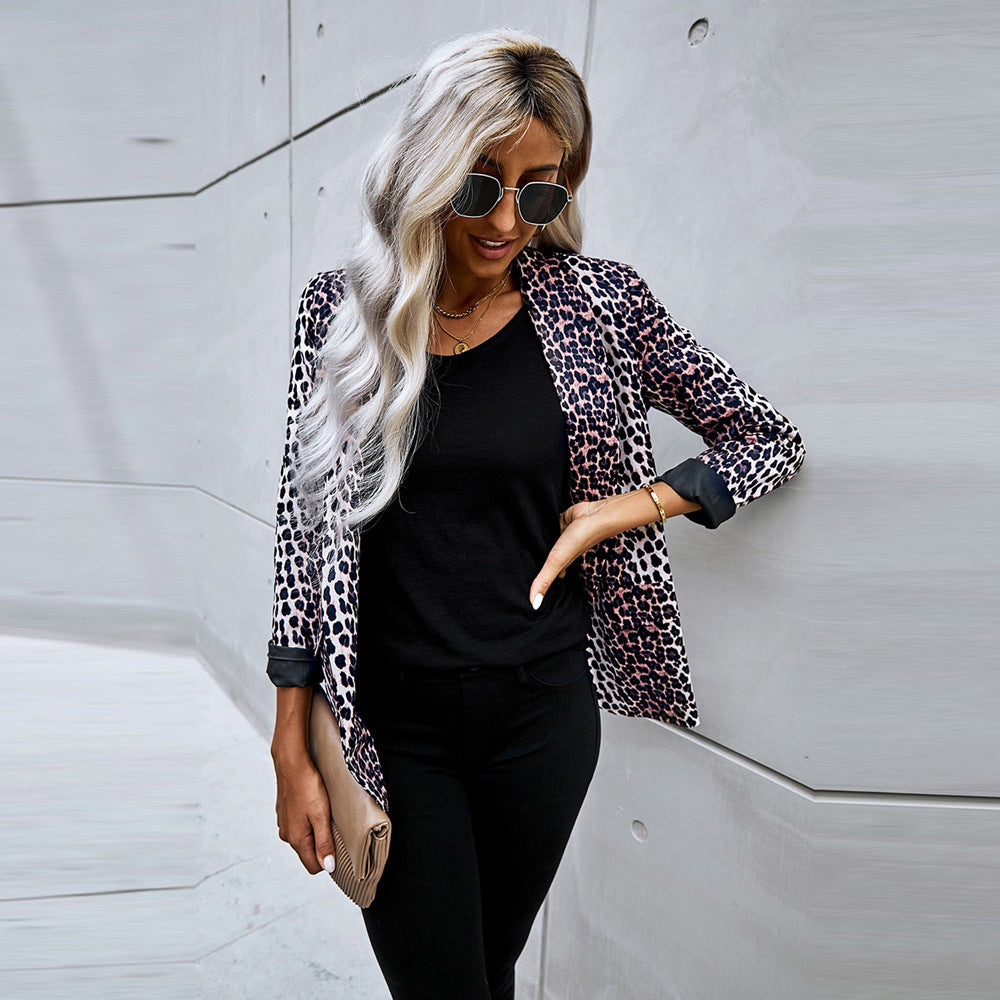 Leopard Print Small Suit Jacket Women Leopard Print Small Suit Jacket Women