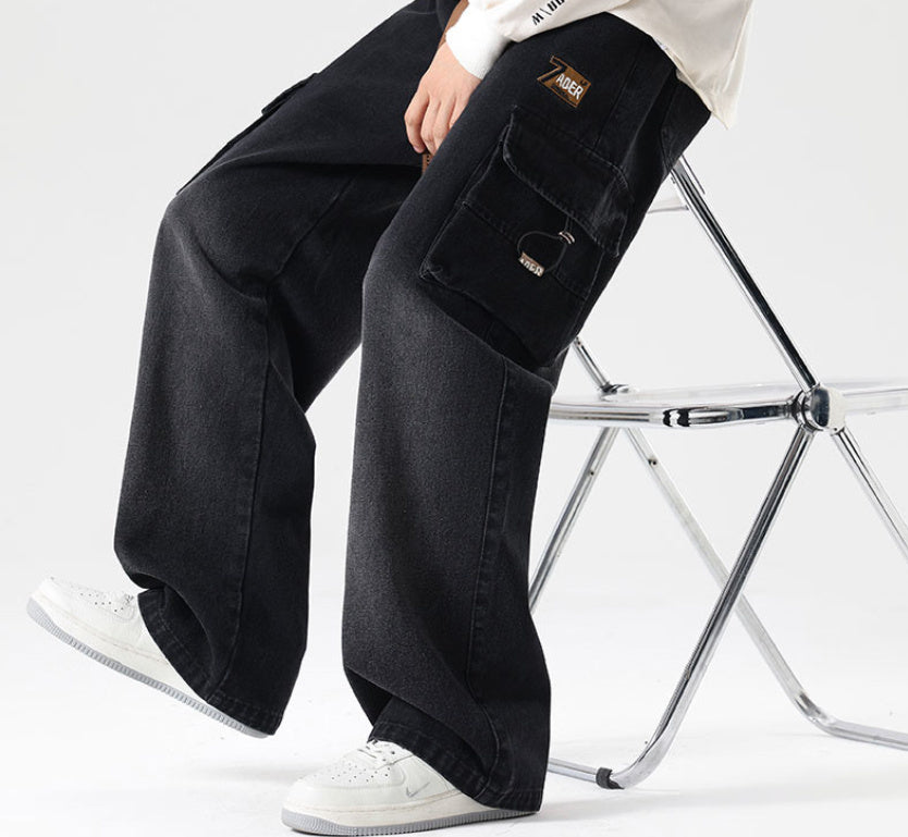 Fashion Wash Straight Cargo Jeans For Men Fashion Wash Straight Cargo Jeans For Men
