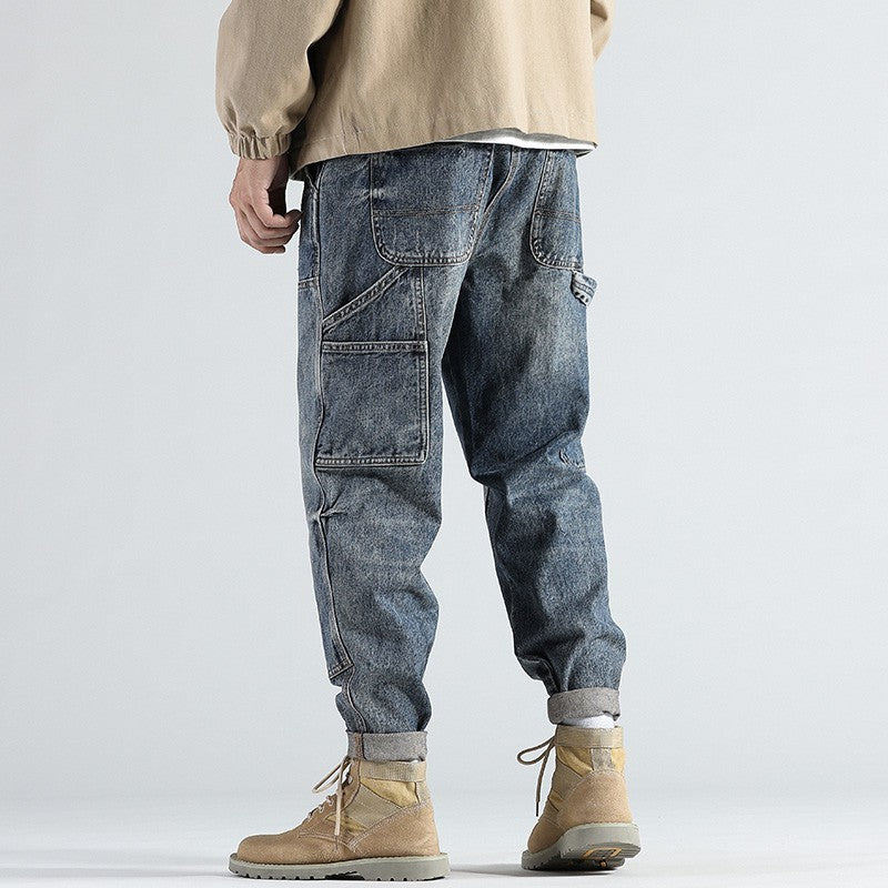 Retro Straight Loose Plus Size Tooling Jeans Men Retro Straight Loose Plus Size Tooling Jeans Men