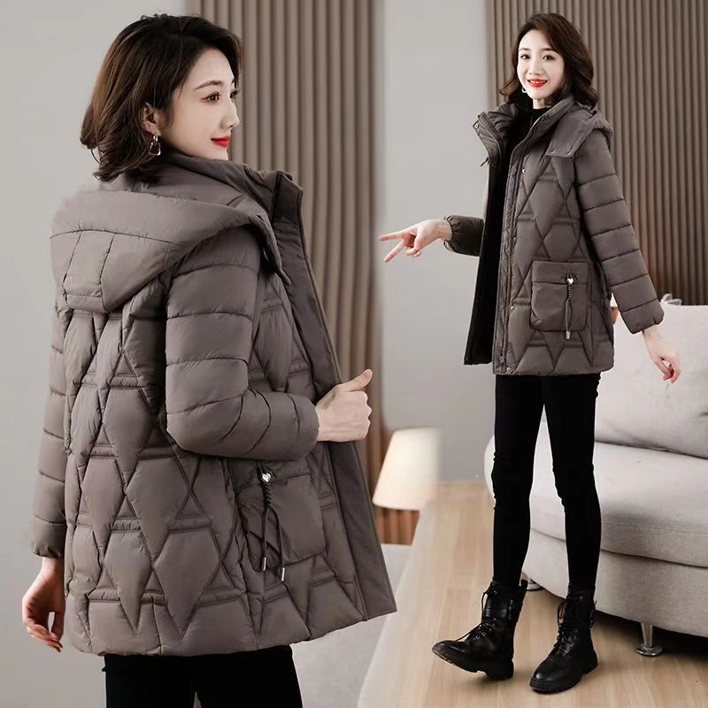 Down Cotton-padded Jacket Women's Mid-length Hooded Down Cotton-padded Jacket Women's Mid-length Hooded