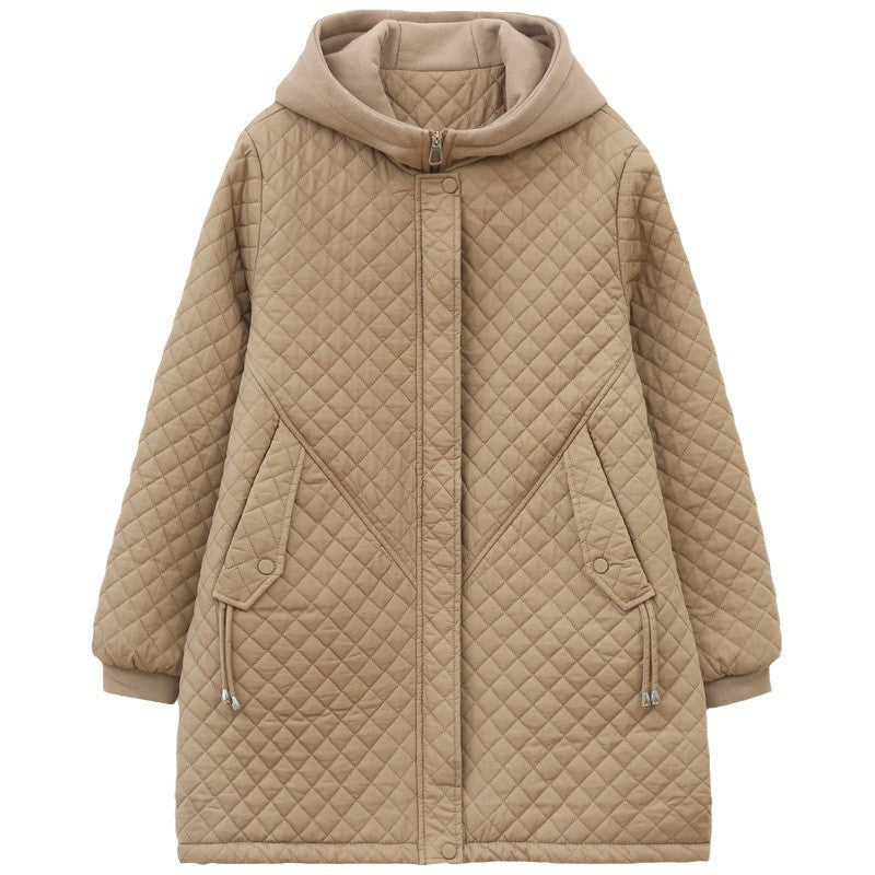 Women's Rhombus Cotton-padded Mid-length Loose Fleece-lined Women's Rhombus Cotton-padded Mid-length Loose Fleece-lined