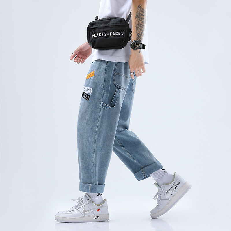 Trend Loose Wide Leg Denim Ankle-length Student Draping Pants Trend Loose Wide Leg Denim Ankle-length Student Draping Pants
