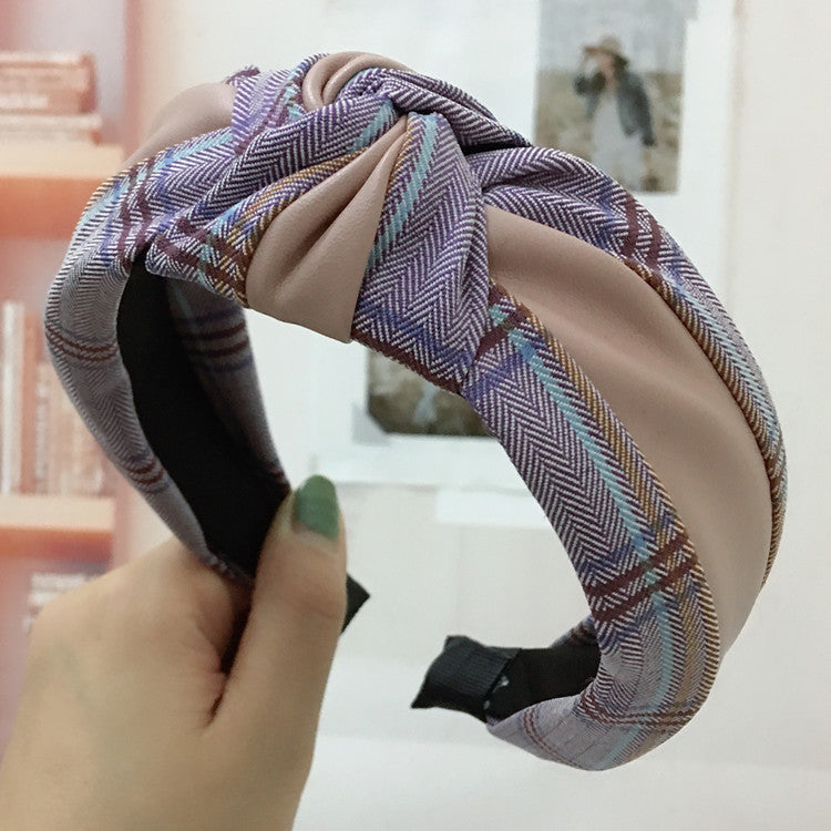 Houndstooth Wide-brim Retro Headband Adult Hair Accessories Houndstooth Wide-brim Retro Headband Adult Hair Accessories