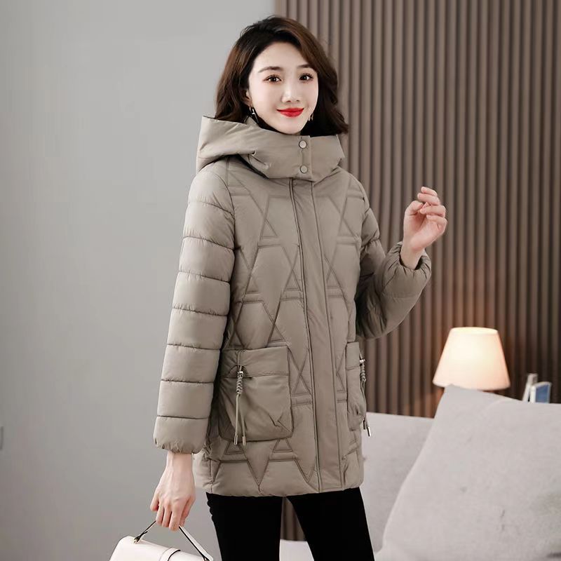 Down Cotton-padded Jacket Women's Mid-length Hooded Down Cotton-padded Jacket Women's Mid-length Hooded