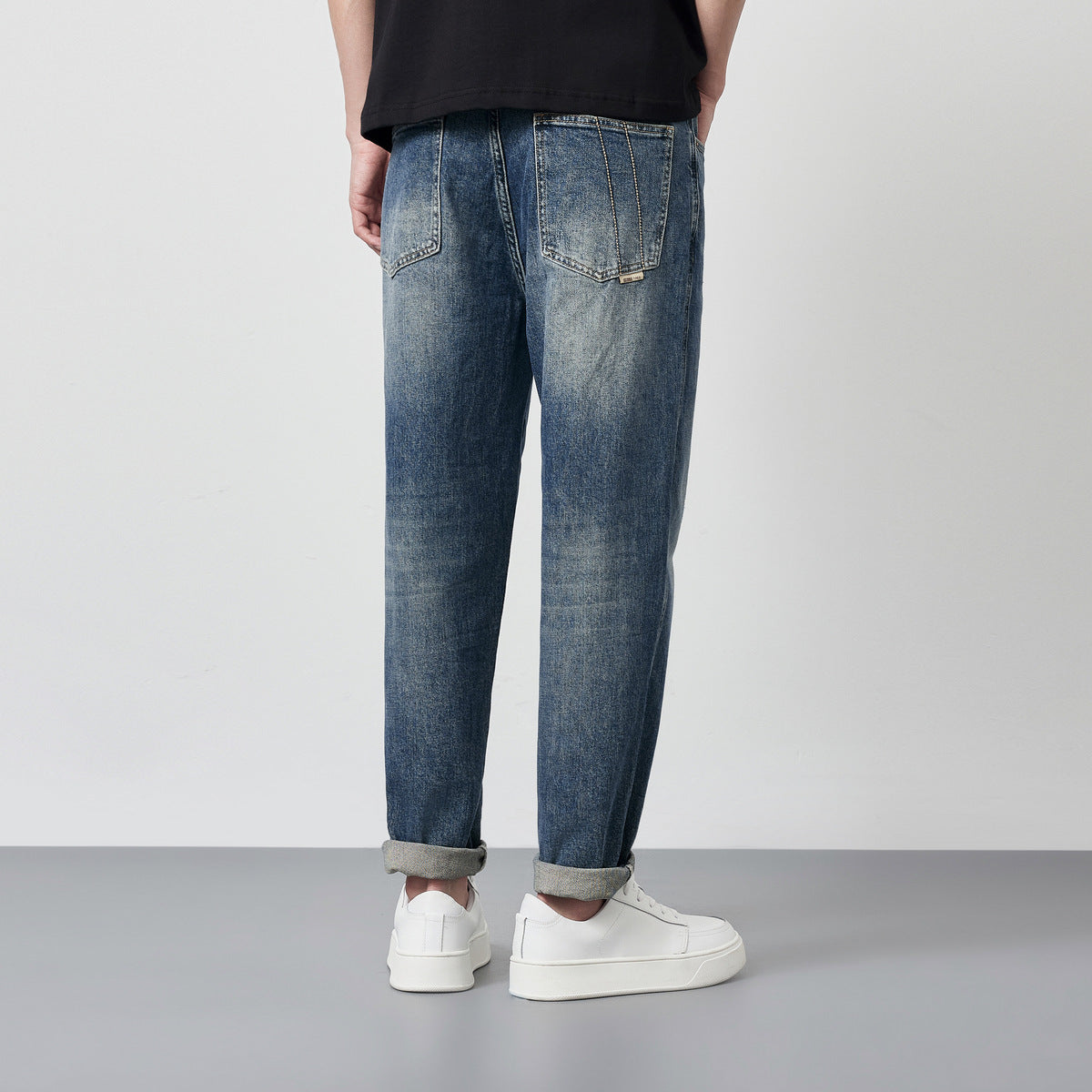 Men's Versatile Straight Leg Washed Jeans Men's Versatile Straight Leg Washed Jeans