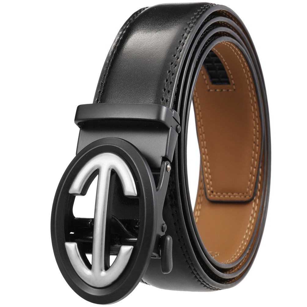 Automatic Alloy Buckle Belt Men's Simple Two-layer Cowhide Automatic Alloy Buckle Belt Men's Simple Two-layer Cowhide