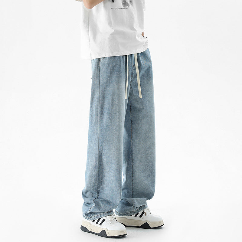 Fashion Personality Light Blue Ice Silk Jeans Men Fashion Personality Light Blue Ice Silk Jeans Men