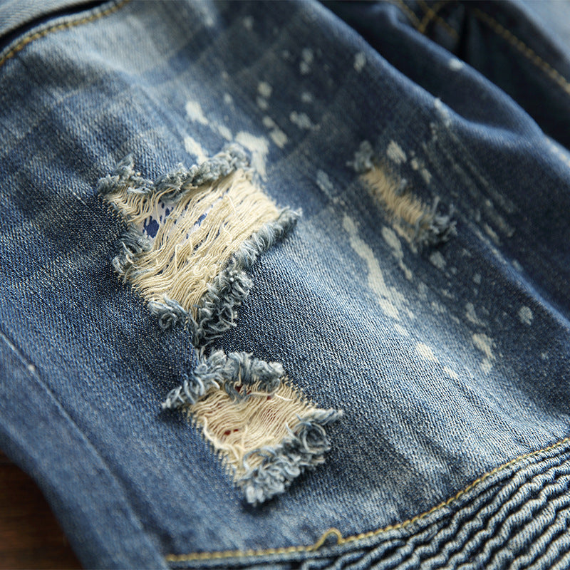Nostalgic Motorcycle Jeans Small Straight-leg Pants Nostalgic Motorcycle Jeans Small Straight-leg Pants