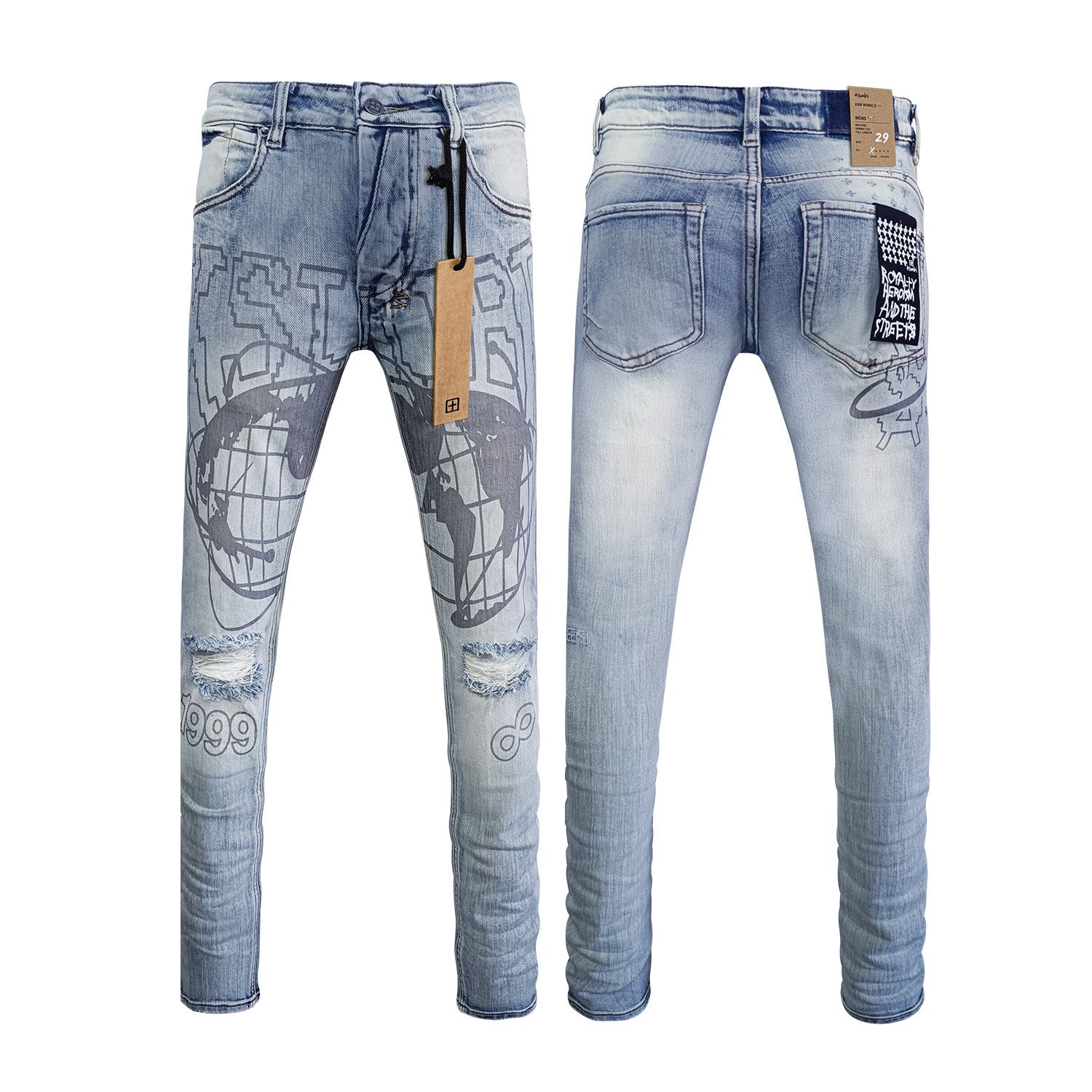 Straight Ripped Stretch American High Street Casual Men's Jeans Straight Ripped Stretch American High Street Casual Men's Jeans