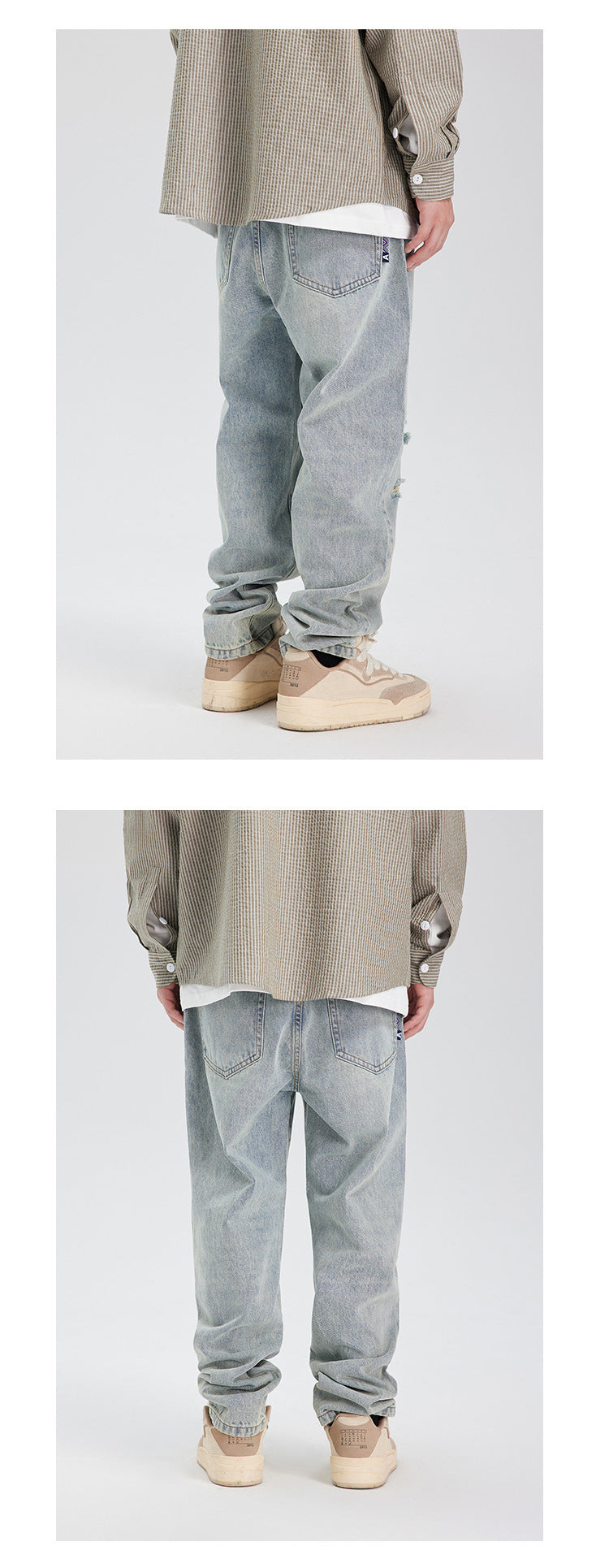 American Retro Washed Ripped Jeans For Men American Retro Washed Ripped Jeans For Men