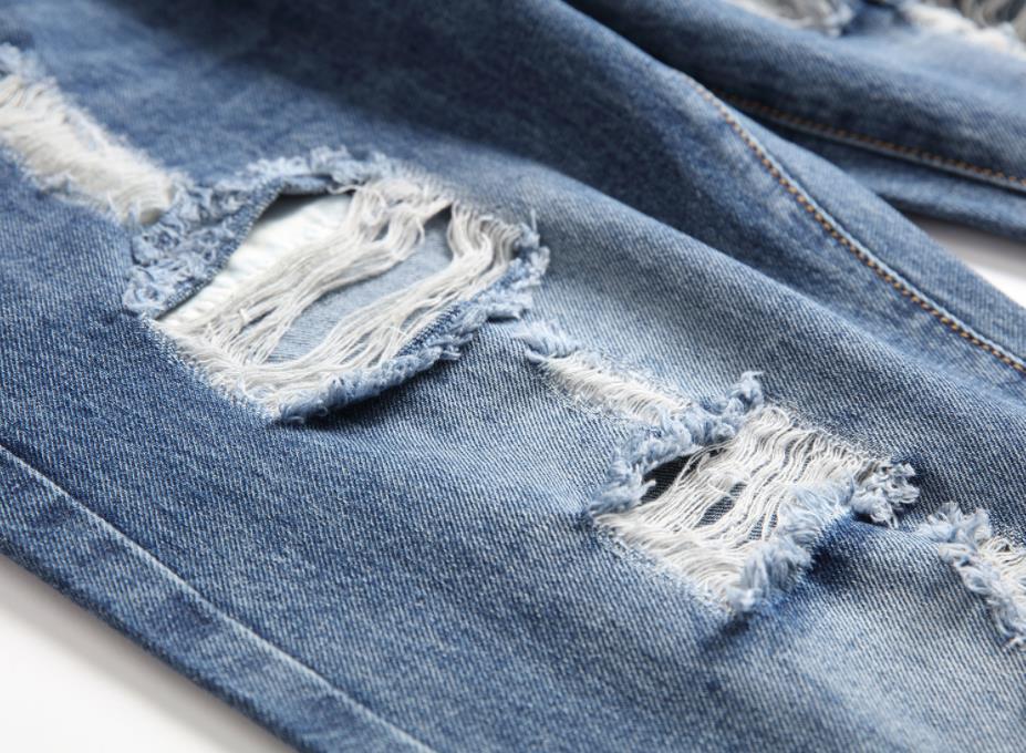 Men's Classic Blue With Holes Jeans Men's Classic Blue With Holes Jeans