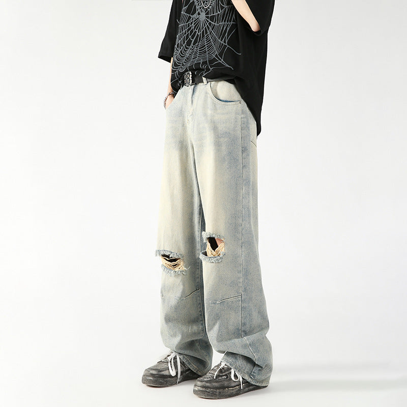 Men's Summer American Washed Broken Holes Pants Men's Summer American Washed Broken Holes Pants