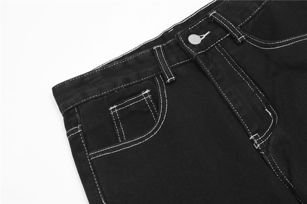 Letter Embroidered Straight Jeans For Men Letter Embroidered Straight Jeans For Men