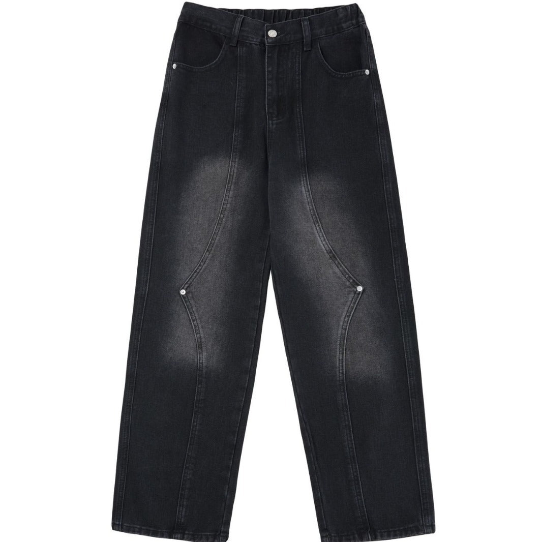 Men's Retro Patchwork Beaded Loose Jeans Men's Retro Patchwork Beaded Loose Jeans