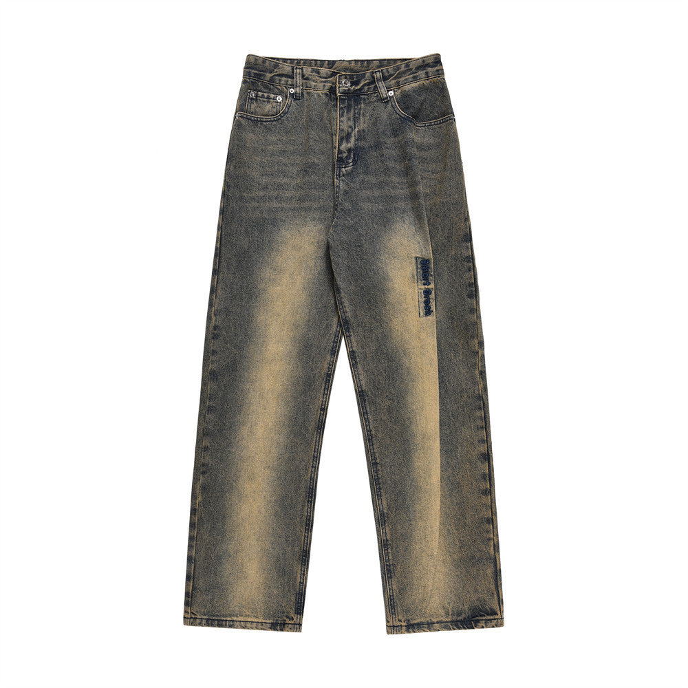 Fashion Personalized Washed Dyed Jeans Men Fashion Personalized Washed Dyed Jeans Men