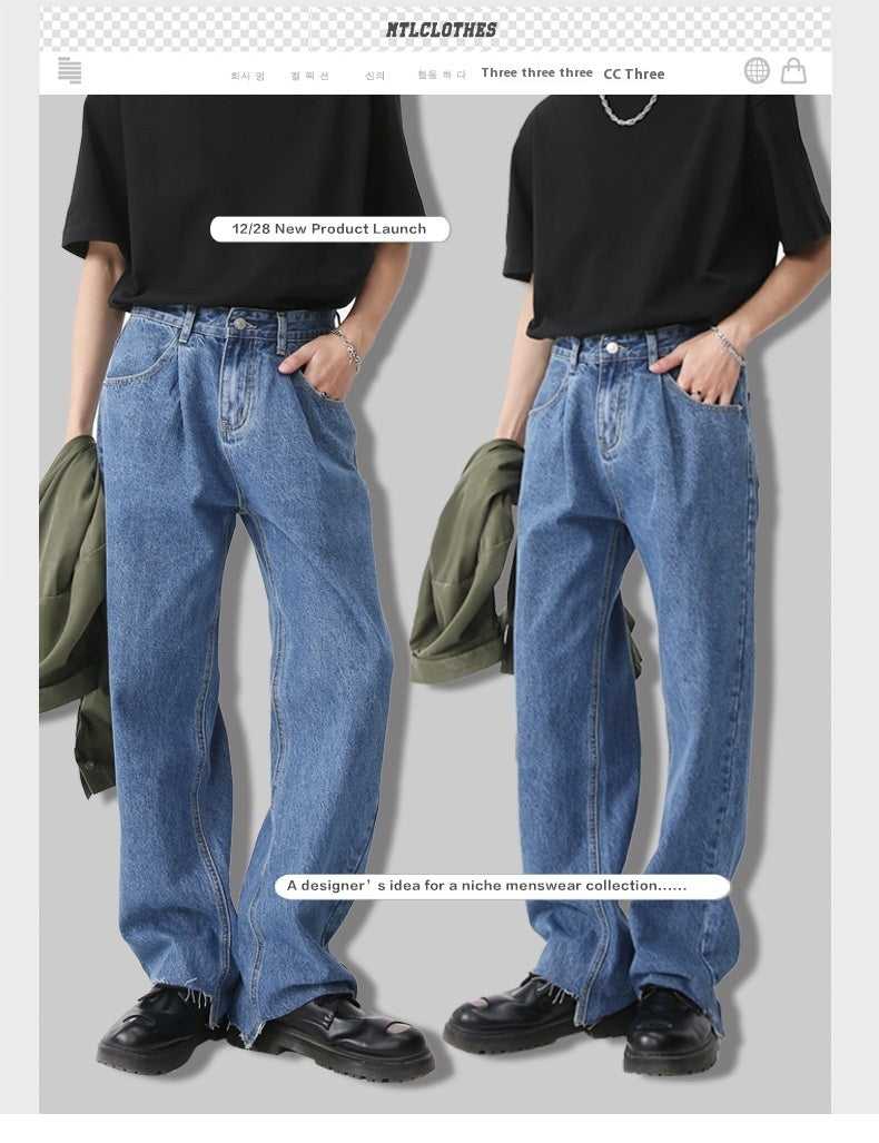 Simple Retro Casual Jeans Irregular Simple Retro Casual Jeans Irregular