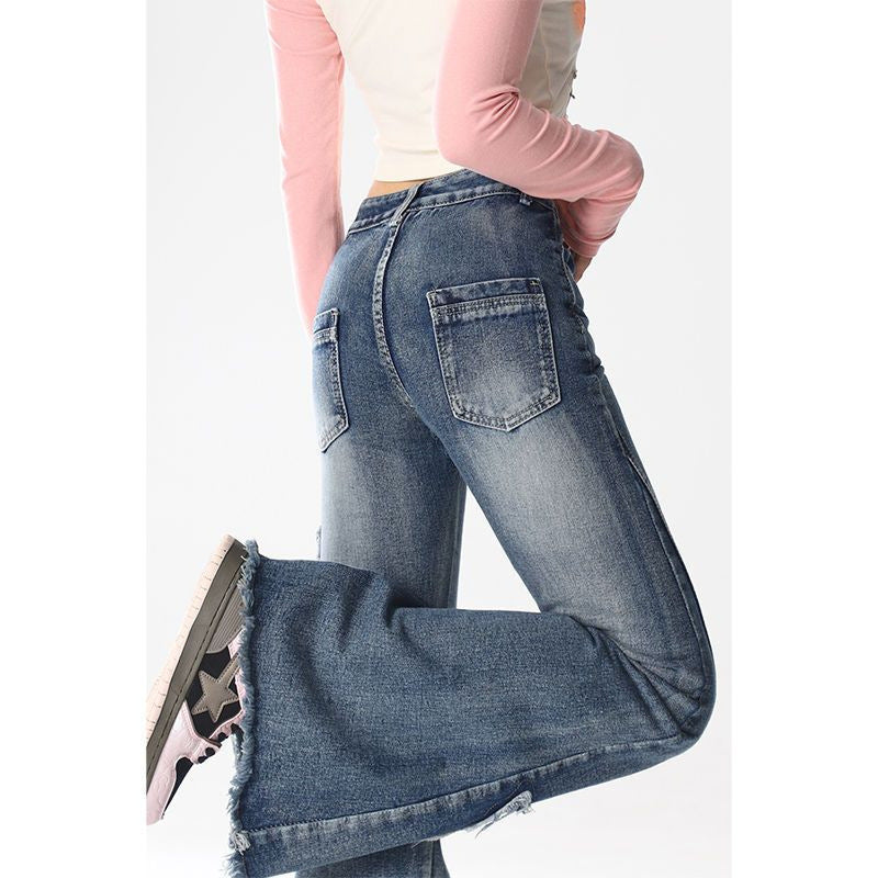 American Retro Butterfly Embroidery Slightly Flared Jeans Women American Retro Butterfly Embroidery Slightly Flared Jeans Women