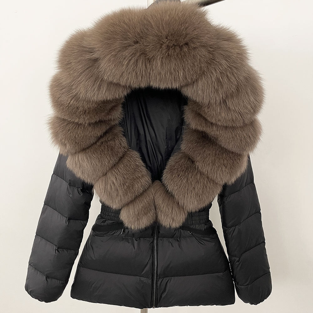 Short Women's Thickened Slim Fit Waist-tight Fur Down Jacket Short Women's Thickened Slim Fit Waist-tight Fur Down Jacket