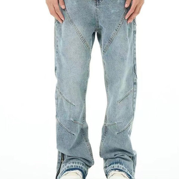 American High Street Leg Opening Zipper Jeans For Men American High Street Leg Opening Zipper Jeans For Men