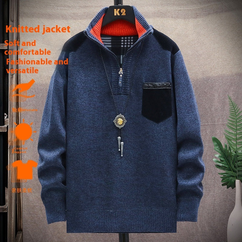Men's Half Turtleneck Zipper Thick Needle Sweater Fashion Men's Half Turtleneck Zipper Thick Needle Sweater Fashion