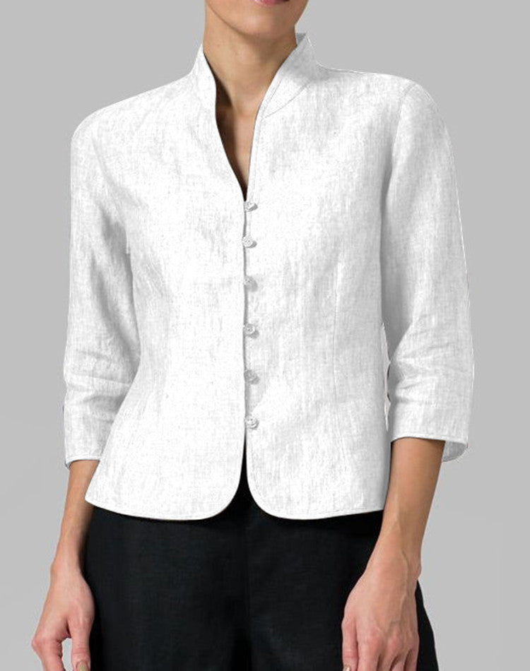 Cotton And Linen Short Women's Jackets Cotton And Linen Short Women's Jackets