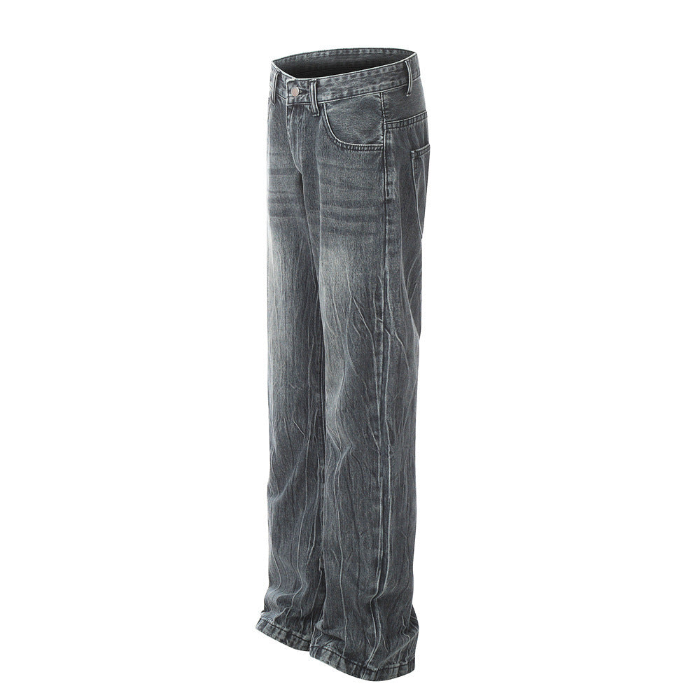 Men's Marble Pattern Washed And Worn Jeans Men's Marble Pattern Washed And Worn Jeans