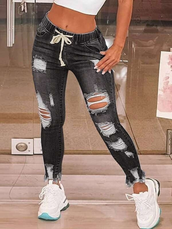 European And American Women's Clothing Jeans For Women Amazon Exclusive Elastic Waist High Elasticity European And American Women's Clothing Jeans For Women Amazon Exclusive Elastic Waist High Elasticity