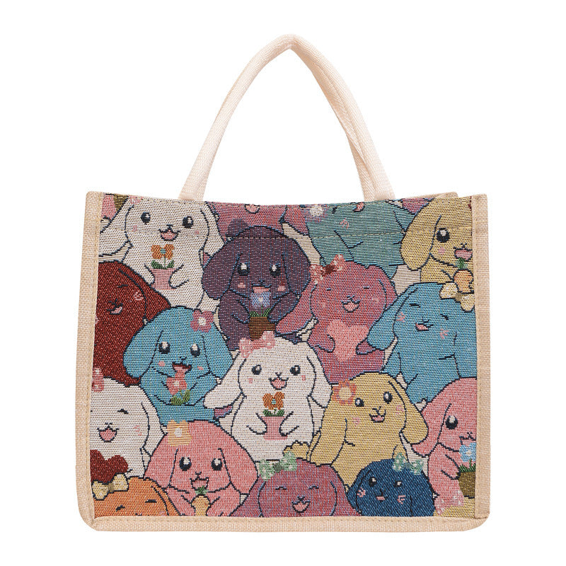 Women's Printed Handbag Large Capacity Burlap Handbag Women's Printed Handbag Large Capacity Burlap Handbag