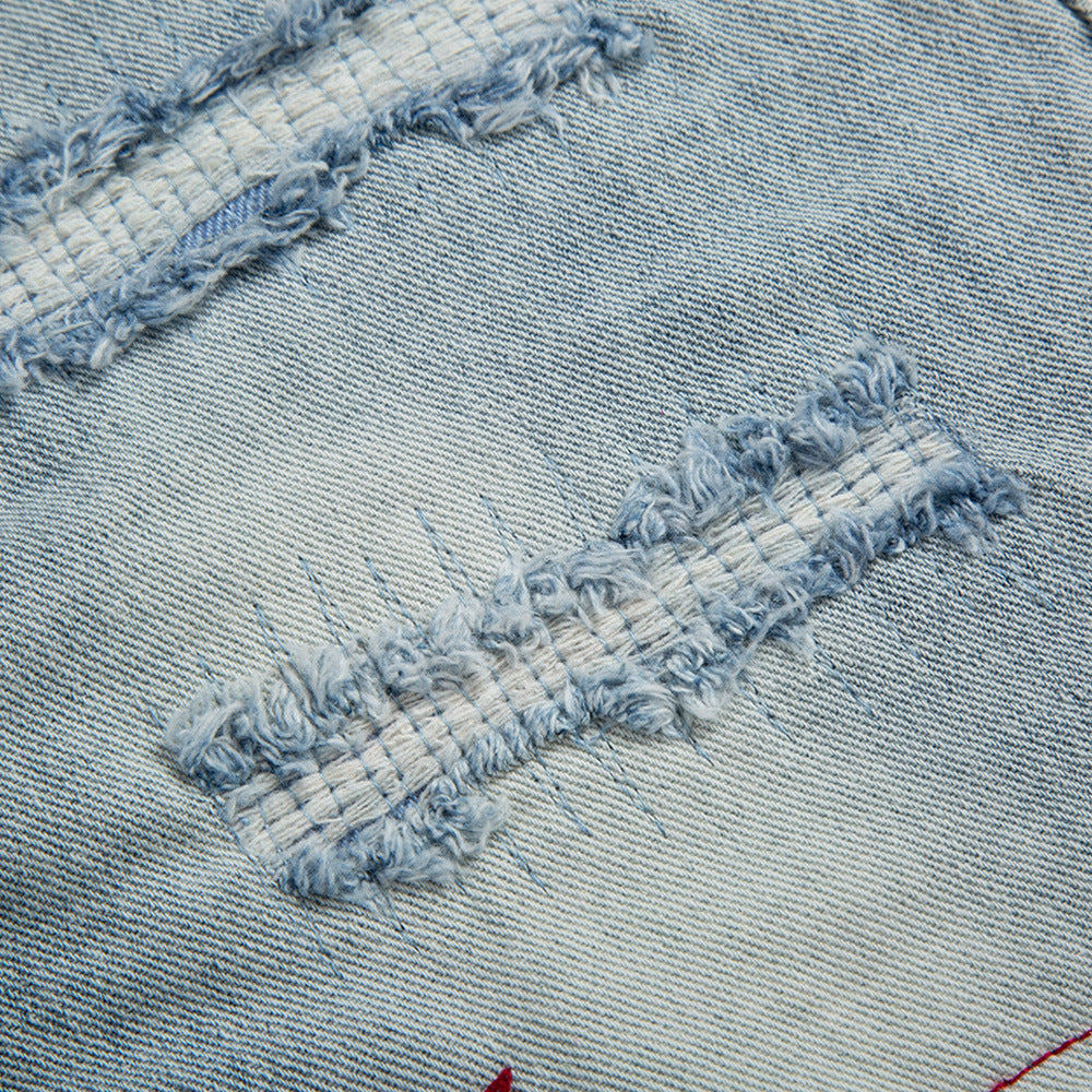Punk Hole & Patch Jeans Men's Loose Retro Punk Hole & Patch Jeans Men's Loose Retro