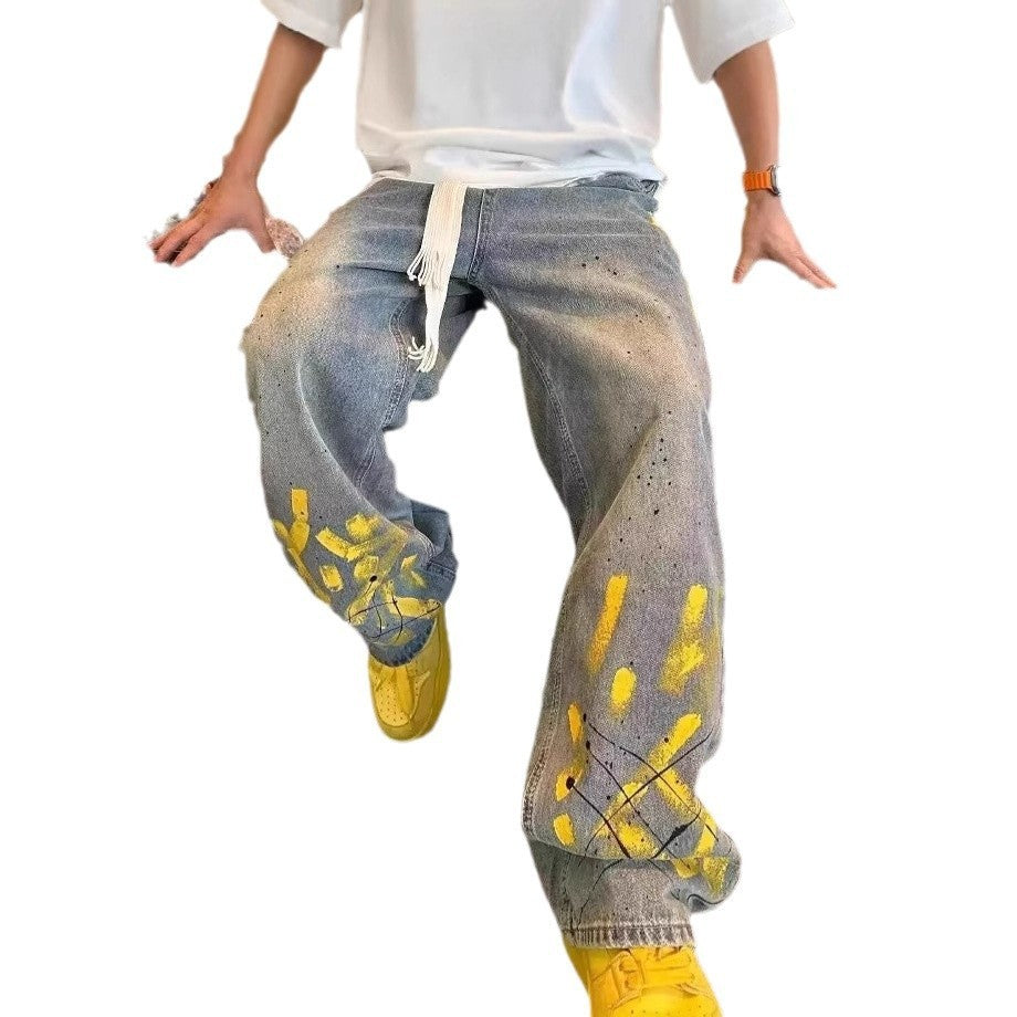 Men's Casual Jeans Hand-painted Inkjet Printing Men's Casual Jeans Hand-painted Inkjet Printing