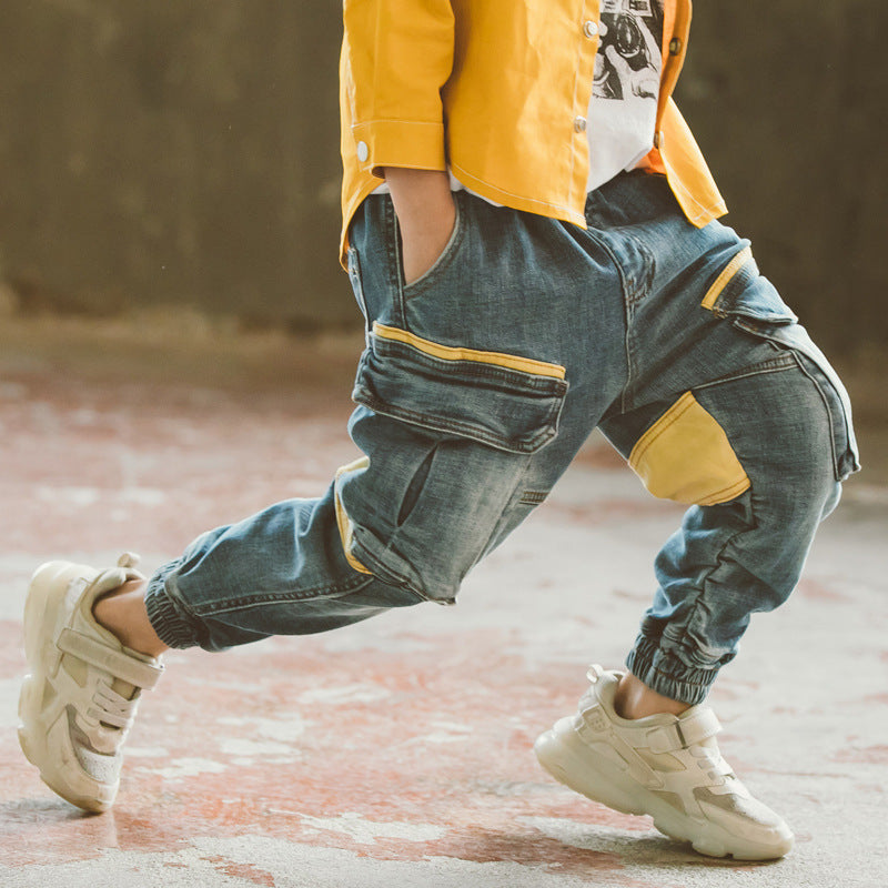 Boys Spring And Autumn Denim Overalls Trousers Boys Spring And Autumn Denim Overalls Trousers
