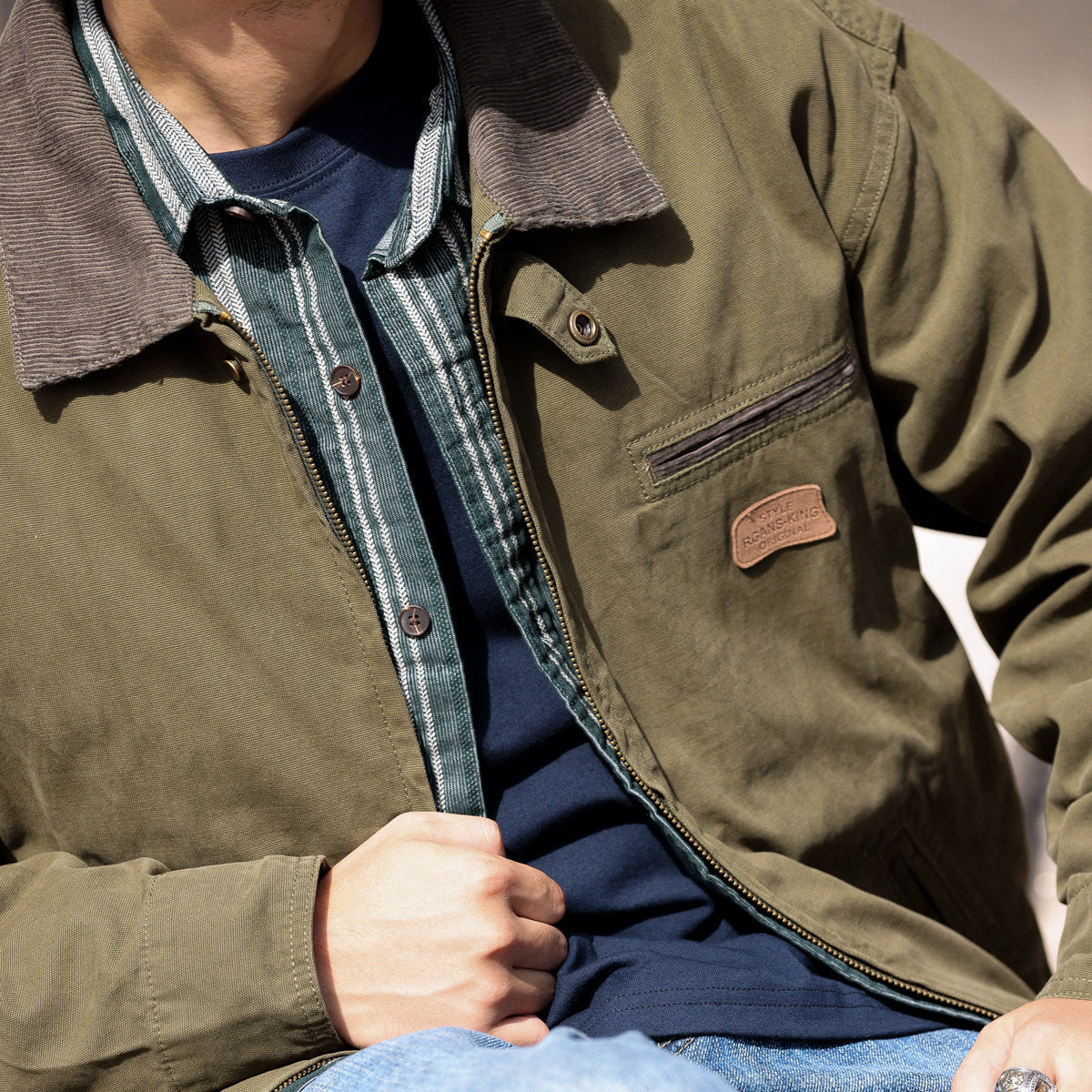 Retro Heavy Canvas Jacket Lapel Day Coat Autumn Retro Heavy Canvas Jacket Lapel Day Coat Autumn