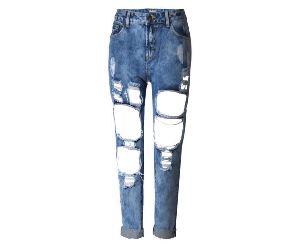 Ripped Jeans High Waist Women Ripped Hole Knee Skinny Pants Ripped Jeans High Waist Women Ripped Hole Knee Skinny Pants