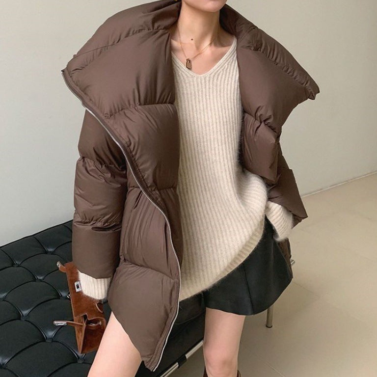 Women's Brown Lapel Winter Coat Women's Brown Lapel Winter Coat