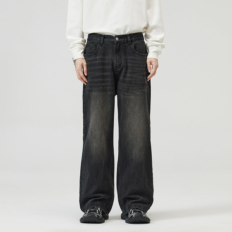 Men And Women Washed-out Vintage Wide-leg Pants Men And Women Washed-out Vintage Wide-leg Pants