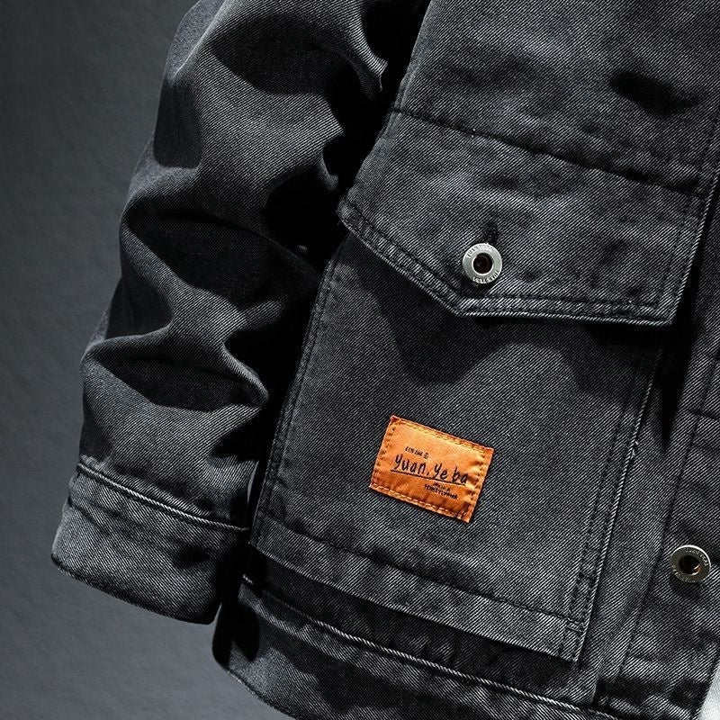 High-grade Black And Gray Denim Coat Men's Autumn New High-grade Black And Gray Denim Coat Men's Autumn New