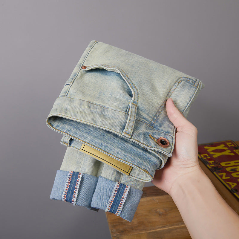 Casual Retro Korean Style Slim-fitting Ankle-tied Stretch Men's Jeans Casual Retro Korean Style Slim-fitting Ankle-tied Stretch Men's Jeans