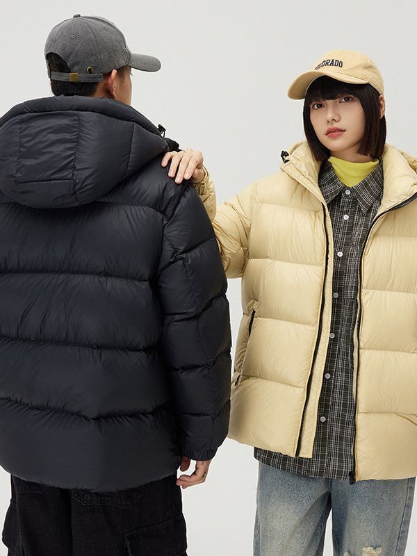 Down Jacket Thickened Couple Winter New Windproof Coat Solid Color Hooded Down Jacket Thickened Couple Winter New Windproof Coat Solid Color Hooded